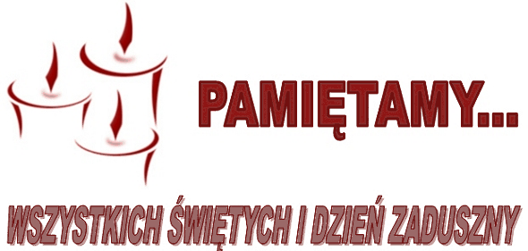 Biały baner z napisem Wszystkich Świętych i Dzień Zaduszny
